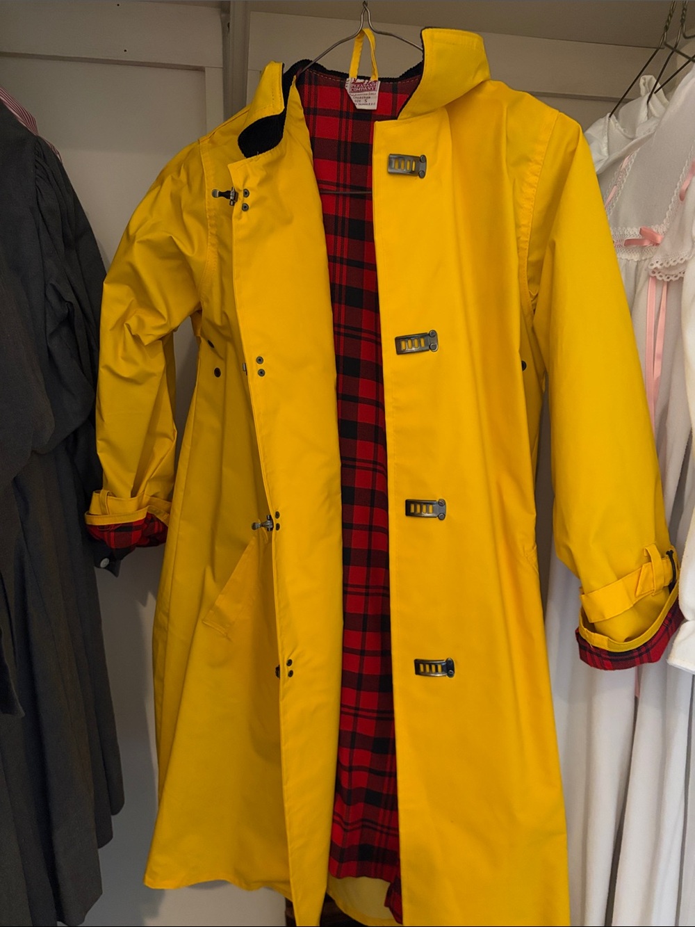 Vintage American Girl Yellow Raincoat with Red Plaid Lining